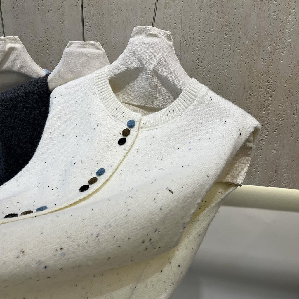DIMANAF 2025 Autumn Women Sleeveless Vest Sweaters Knitting Buttons Colorful Casual Style Loose Sweater