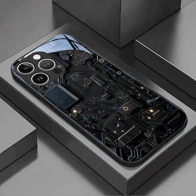 Černé Cool Vzor Plaku Skleněné Pouzdro na Telefon Pro iPhone 17 Pro Max 16 15 14 13 12 11 Pro 16E 17Air 7 8 Plus XR XS X Kryt