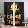 2pcs 2D Flat Printing Scene Curtains Power Change Think Think 100% Polyester Fabric Without Electricity Birthday Party Perfect