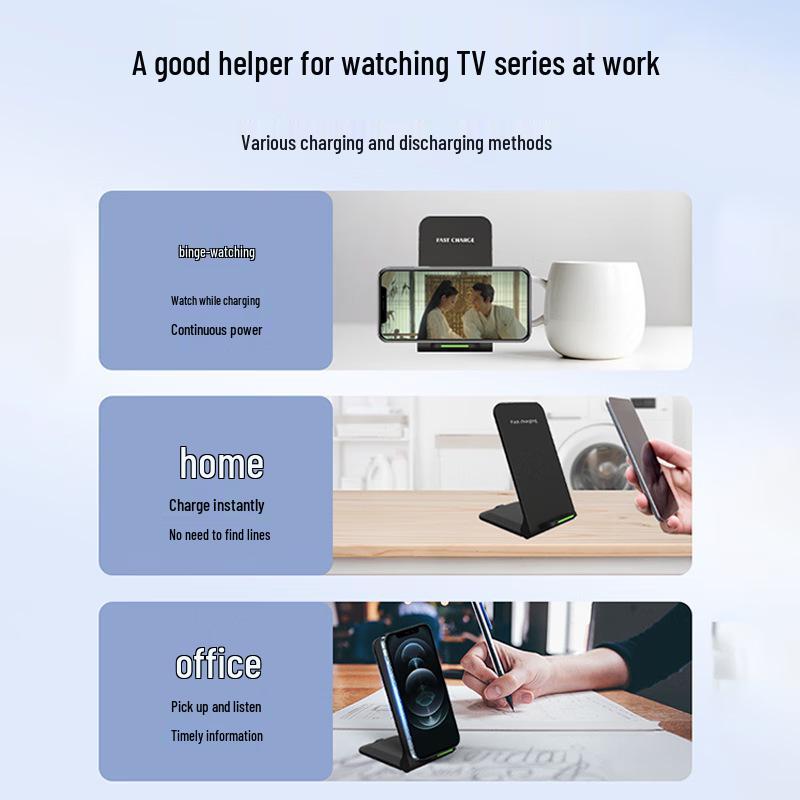 Foldable 15W Fast Wireless Charging Stand for Apple & Huawei Phones