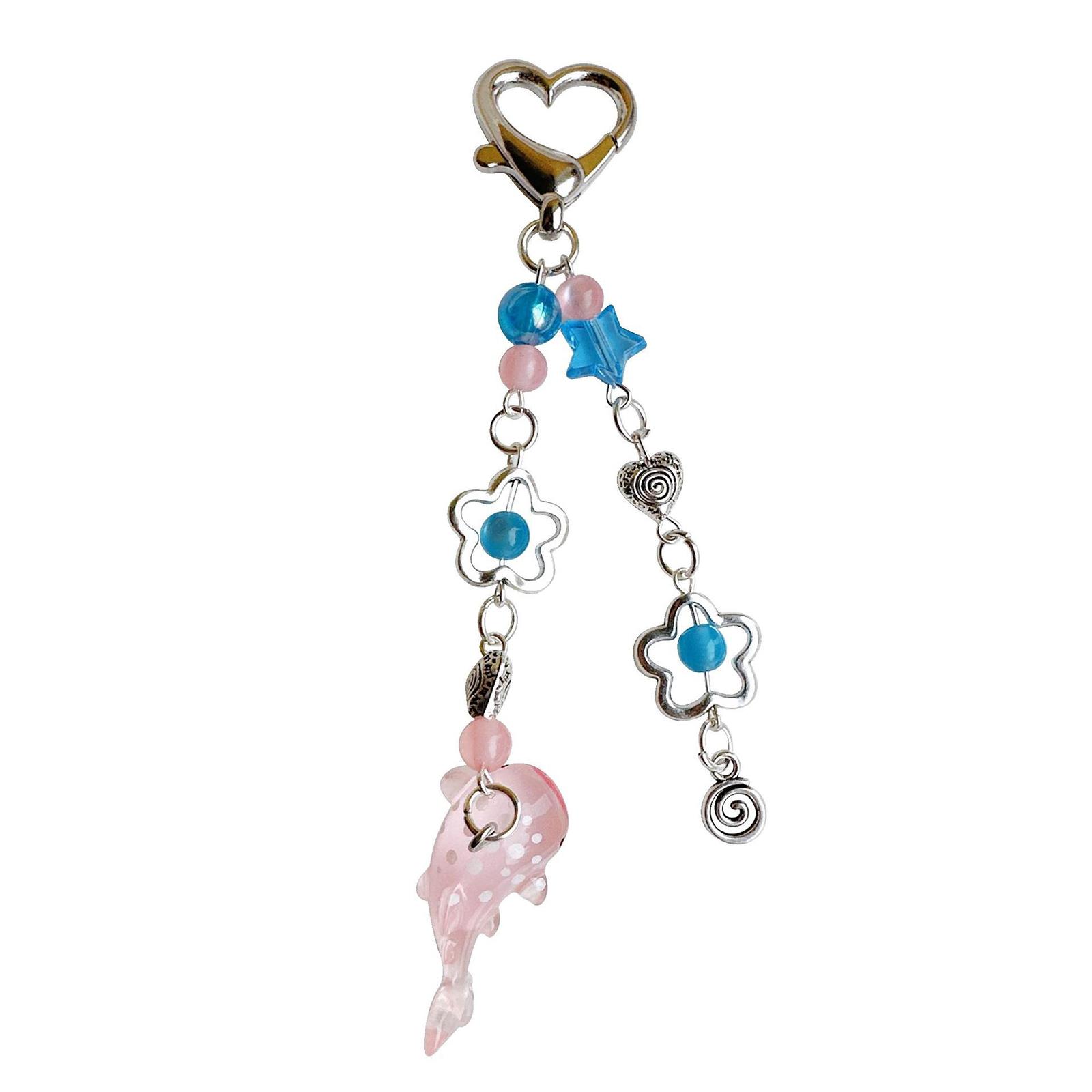 

Stylish Key Chain Ocean Animal Keyring Whale Pendant Beaded Keychain for Women Girls Colorful Phone Strap Decoration 1 розовый