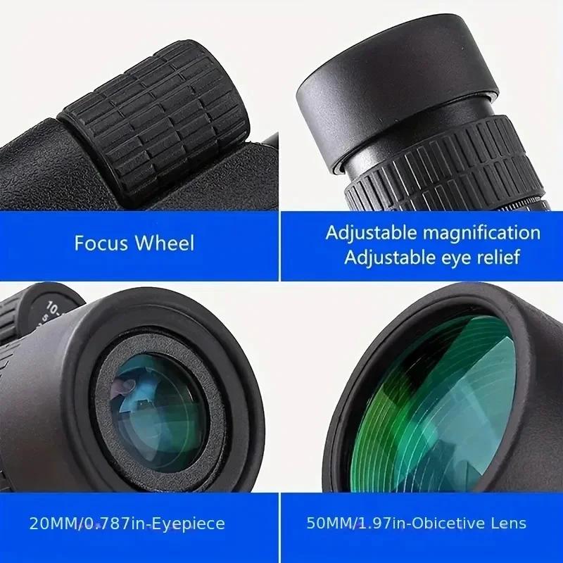 10-30x50mm Stepless Zoom Monocular Telescope, Long Range High Power Scope For Outdoor Exploration, Hiking Bird Watching