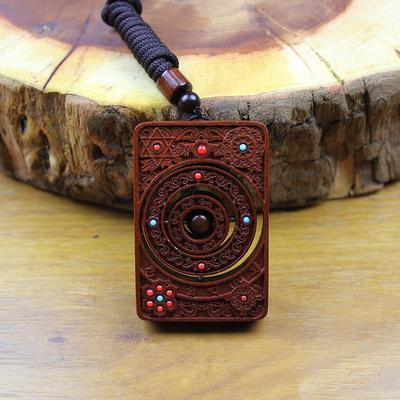 Lucky Jujube Wood Keychain: Double-Sided Exquisite Carving with Rotating Handpiece for Good Fortune.