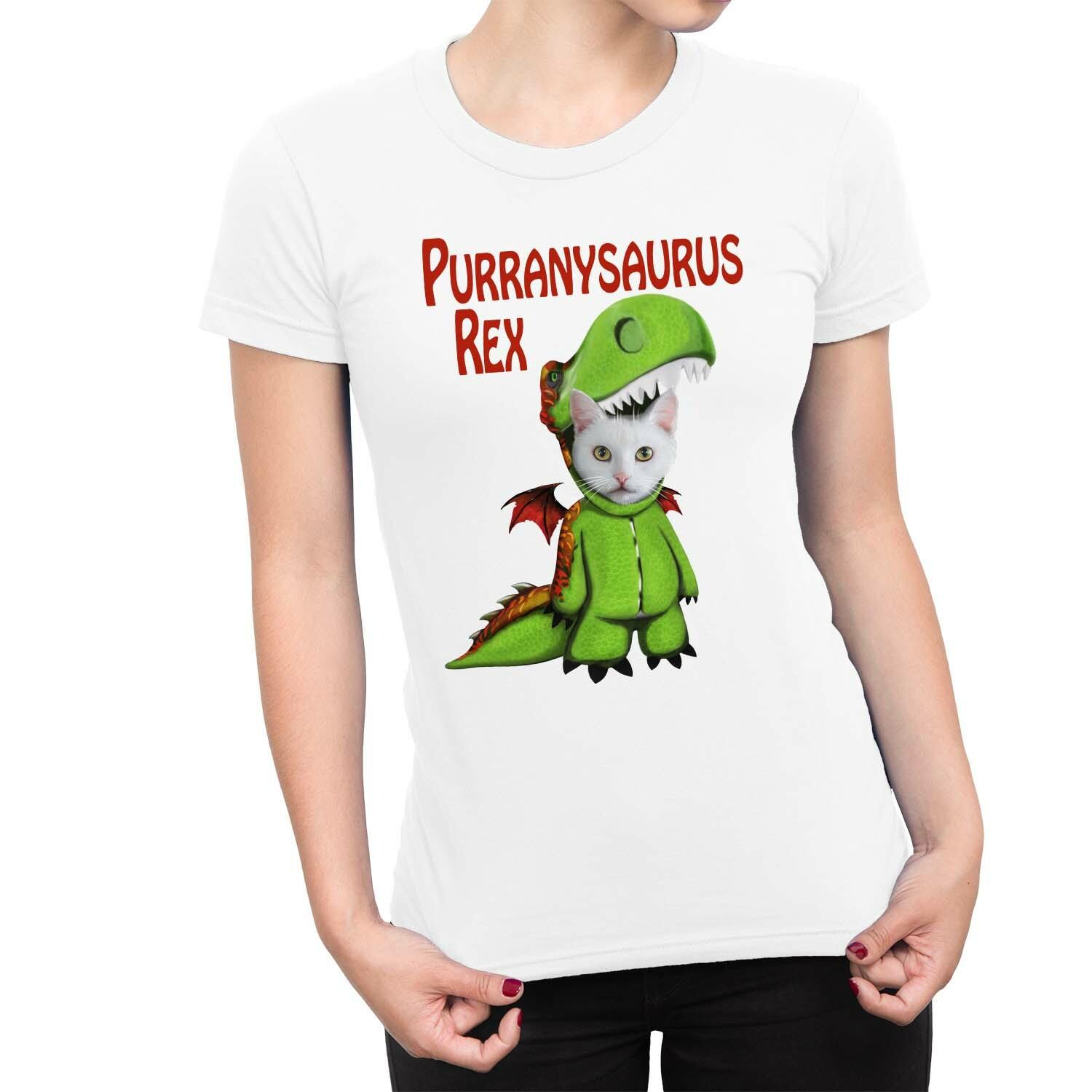 1Tee Womens Purranysaurus Rex Cat T Rex Dinosaur T-Shirt XXL