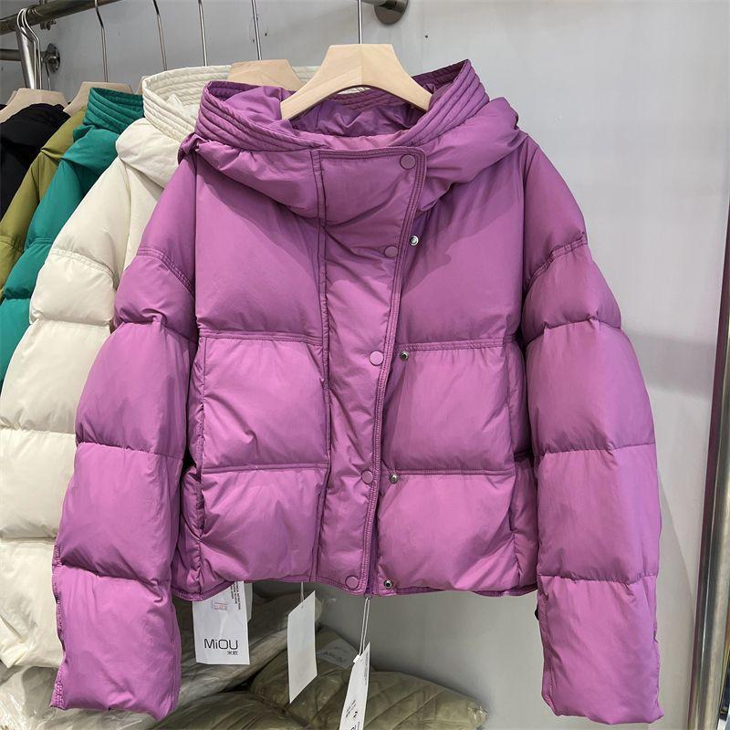 2026 Womens Short Puffer Coat Hooded Thick Warm Cotton Jacket Casual Winter Fashion Outerwear