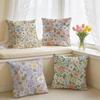 Pastel Ditsy Floral Prints Cushion Cover Silky Short Plush Invisible Zipper Dustproof Sofa Pillow Case For Home Decor
