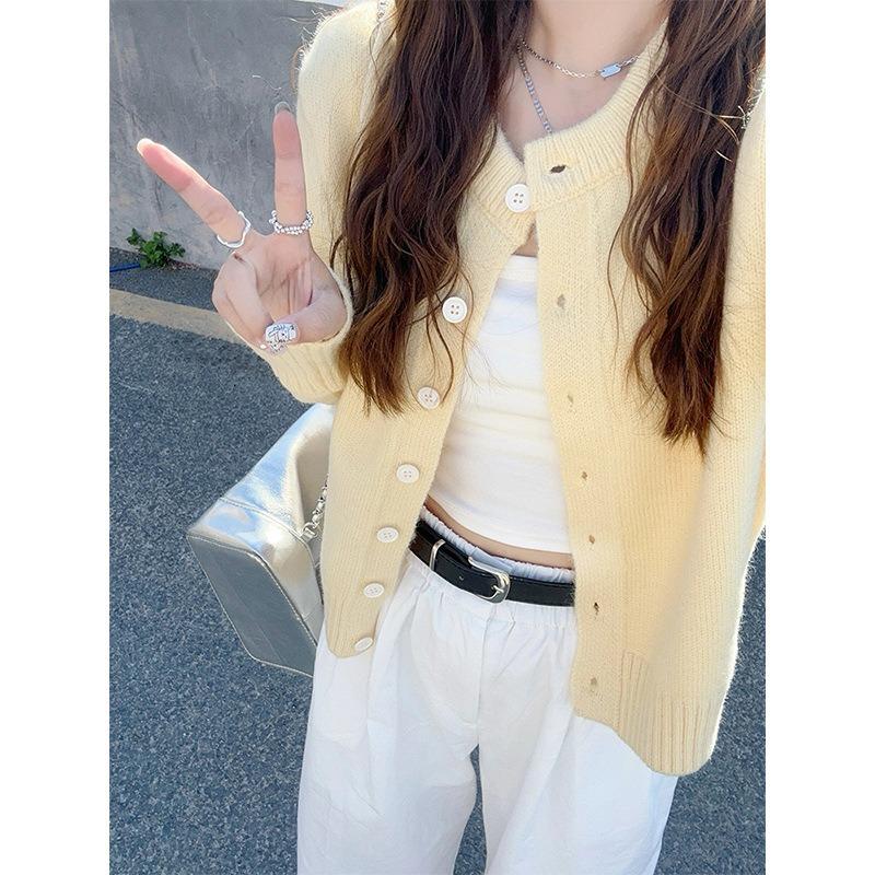 Ярко-желтое однобортное пальто женское весенне-осеннее новое повседневное дизайнерское пальто мягкий ворсистый свитер кардиган S