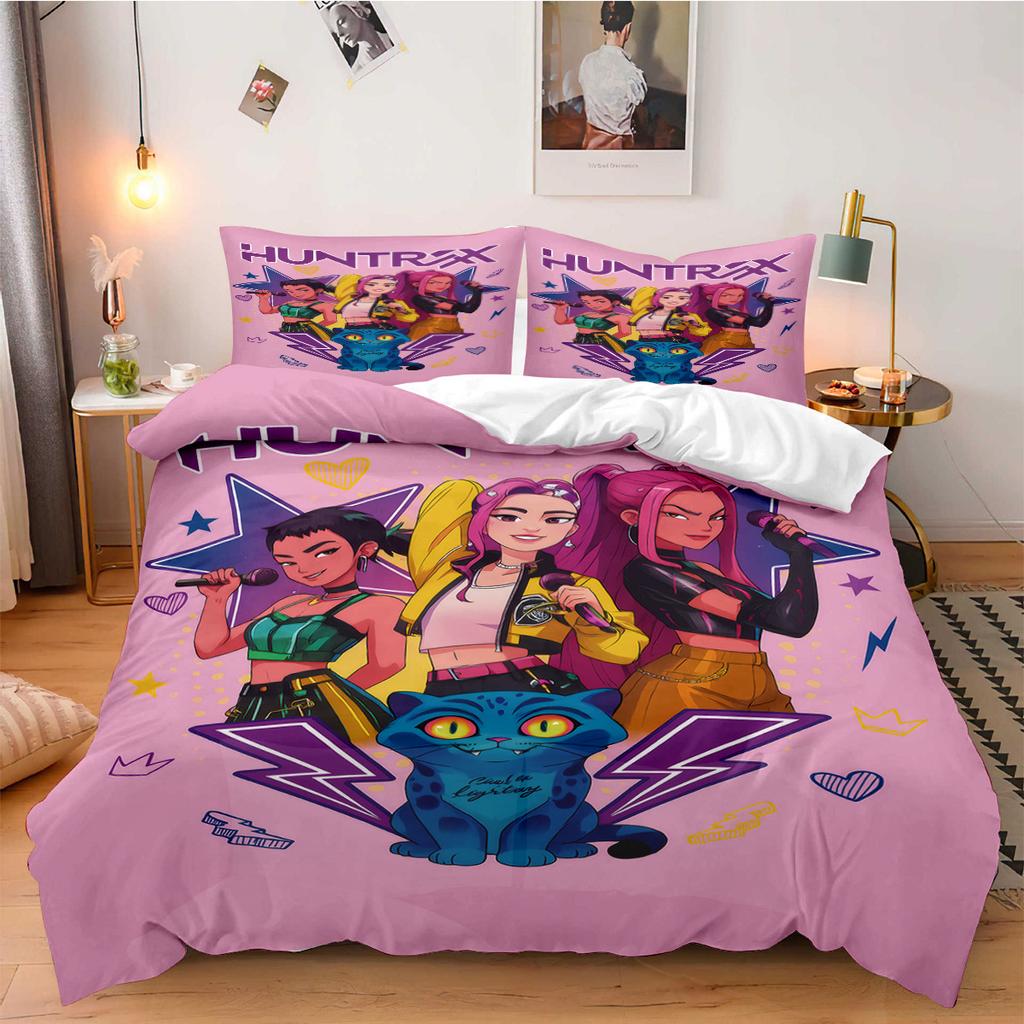 K-Pop Demon Hunters Povlečení pro Fanouškovské Děti Lze Prát v Pračce Odolné Velikost King Queen Twin pro K-pop Dívky Domácí Dekorace Ložnice