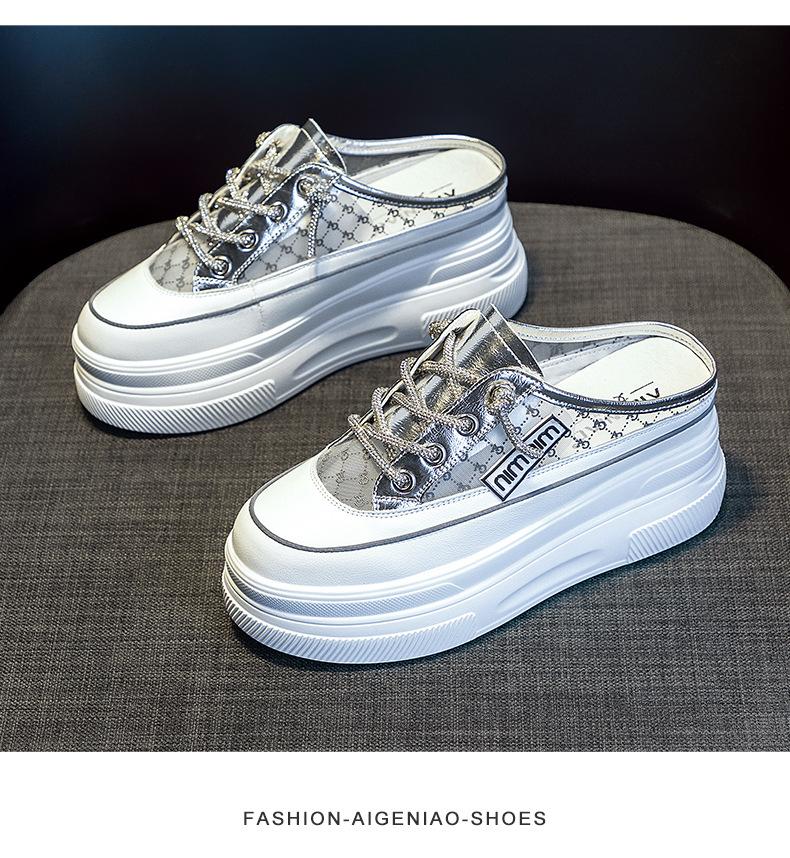 

Тапочки Baotou, женская верхняя одежда, лето 2025, новые, на толстой подошве, с внутренней стороны, увеличивающие рост, женская обувь, дышащая сетка, классные тапочки 40