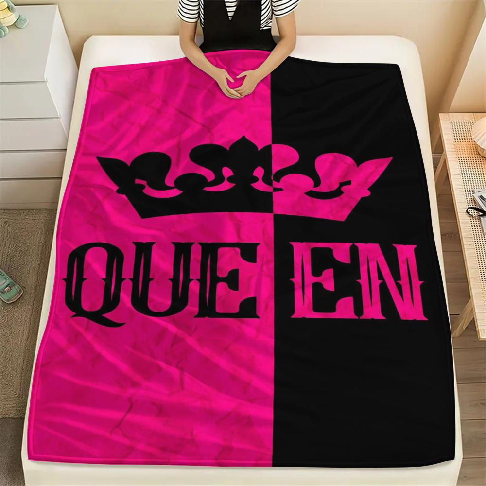 1Pc King or Queen Print Flannel Blanket, High quality Comfortable for All Seasons, Home Decor, Warmth and Comfort, Perfect for Gifts