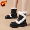 Winter Round Toe Chunky Snow Boots for Women Leather Plush Footwear Trend 2025 Padded Booties Goth Furry New In Woman Shoes Sale
