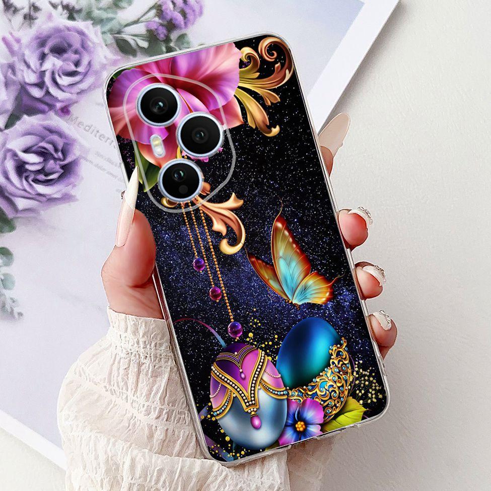 Clear For Honor 400 Pro Case DNP-NX9 Cute Cartoon Cat Fashion Flower Funny Painted Soft Bumper For Honor 400Pro Back Cover Funda