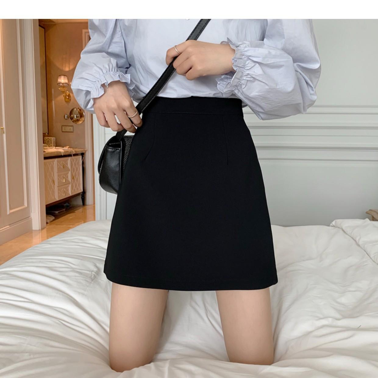 

High-Waist Black A-line Bodycon Midi Skirt - Women s Summer Fashion 2024 XXL