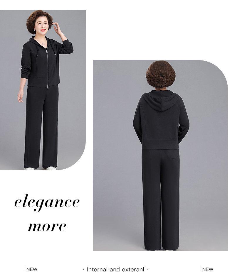 Mom's Spring 2026 Casual Two-Piece Sportswear: Stylish Jacket & Sweatshirt Set for Middle-Aged and Elderly Women