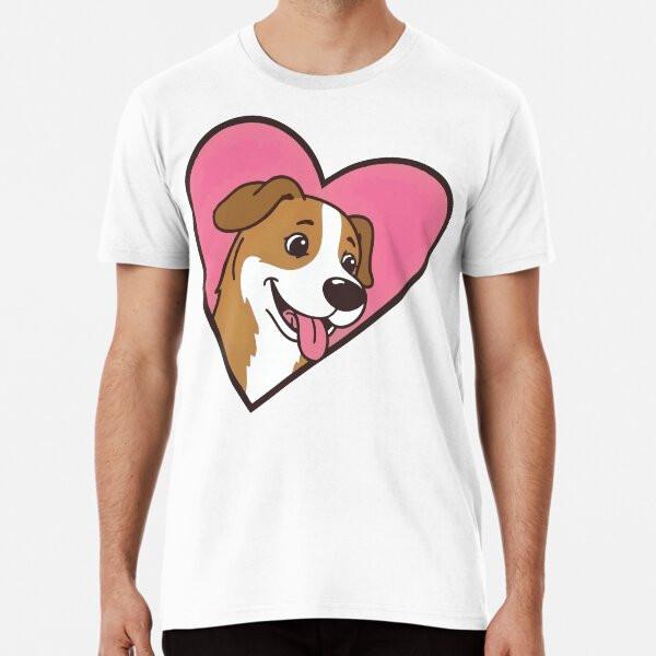 Happy Dog In Heart Shape T-Shirt S-5XL Best T-Shirt