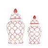 Ceramic Checkmate Jar Red Gingerbread Jar Flower Vase Porcelain Ornament Chinese Handicraft Home Decoration Accessories