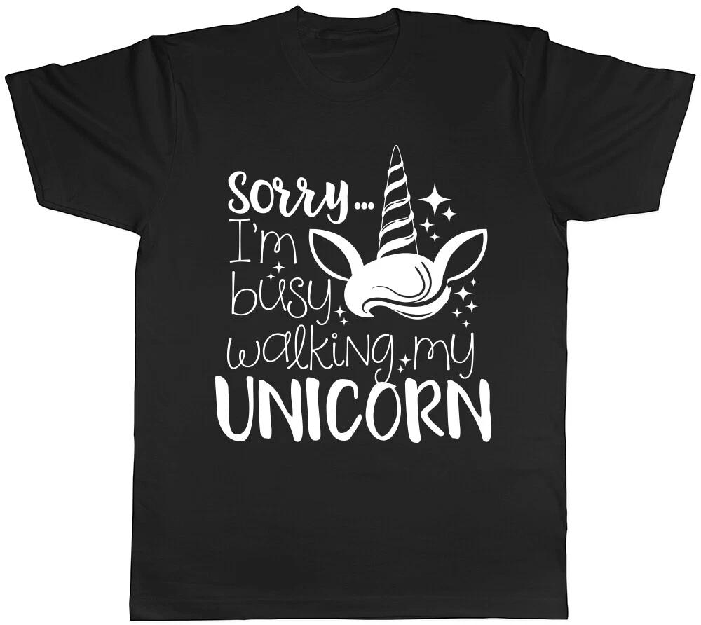 Sorry I'm Busy Walking my Unicorn Womens Ladies T-Shirt Tee