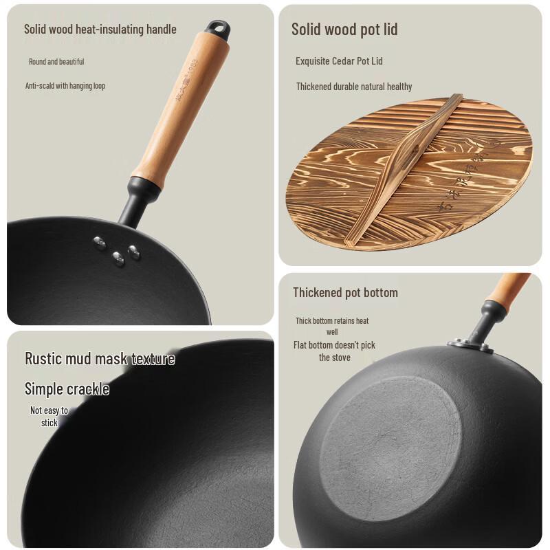 COOKER KING Traditional Cast Iron Flat-Bottom Wok