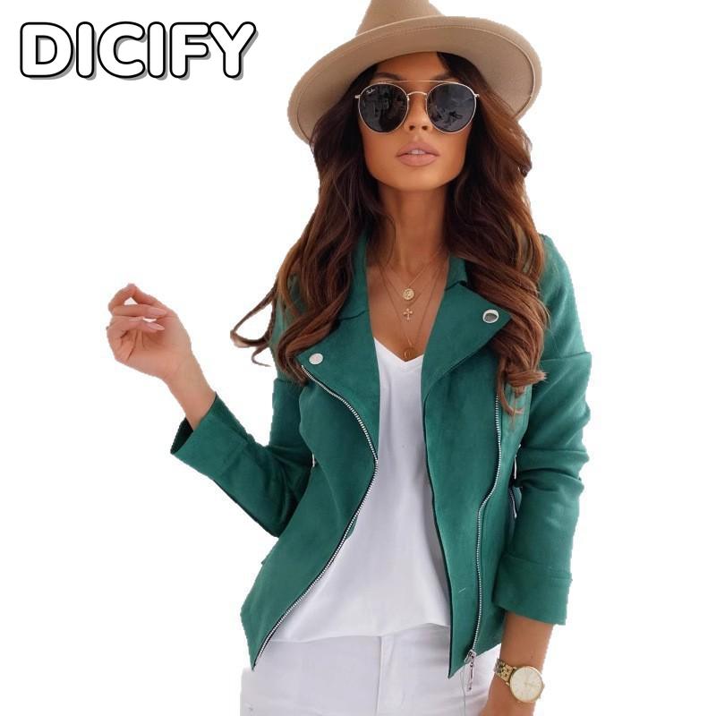 DICIFY Women's Vintage Casual Solid Color Print Autumn Winter Long Sleeve POLO Neck Jackets & Coats