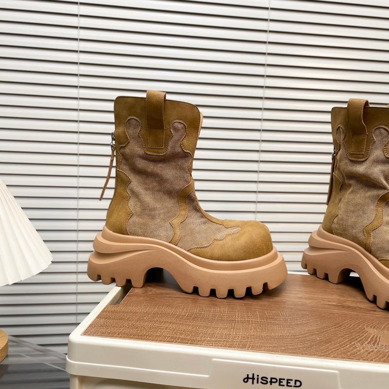 Yueyu new versatile 7cm thick-soled heightening big head medium boots women's shoes 2025 new Martin boots locomotive boots