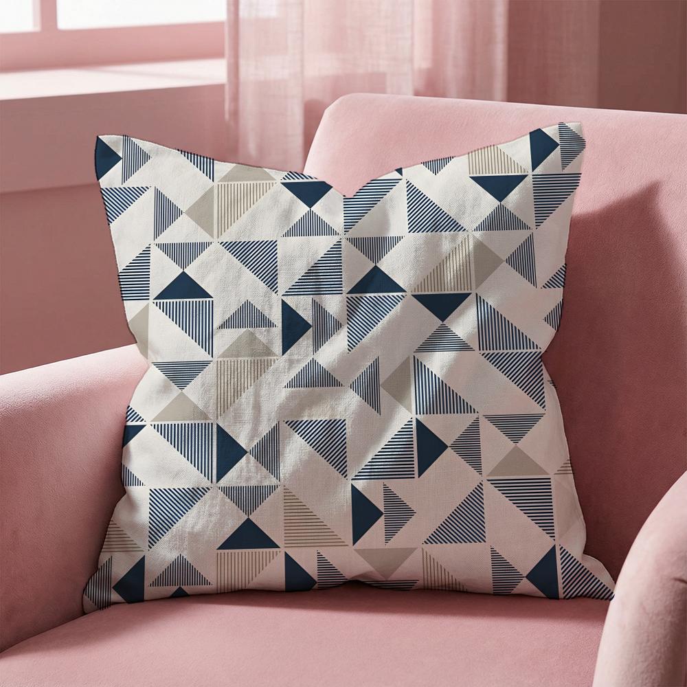 Geometric Ink Blue Cushion Cover Multi-Scene Pillow Cover for Home & Car - Reversible, Soft & Durable for Daily Use