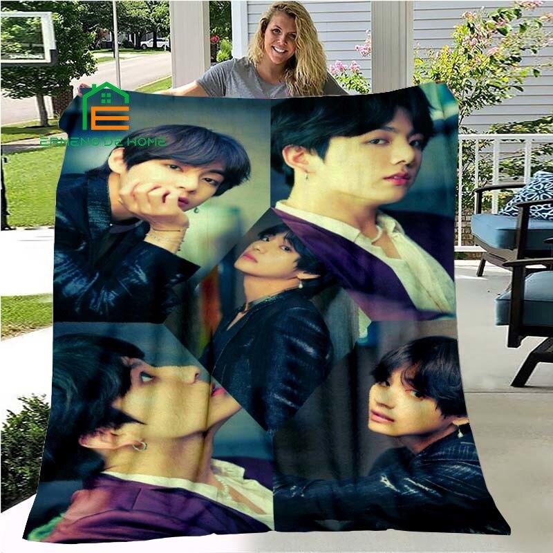 Kpop Hvězda Bangtan Flanelová deka Teplá deka pro domov, piknik, cestování, letadlo, kancelář a pro dospělé, děti 5 velikostí