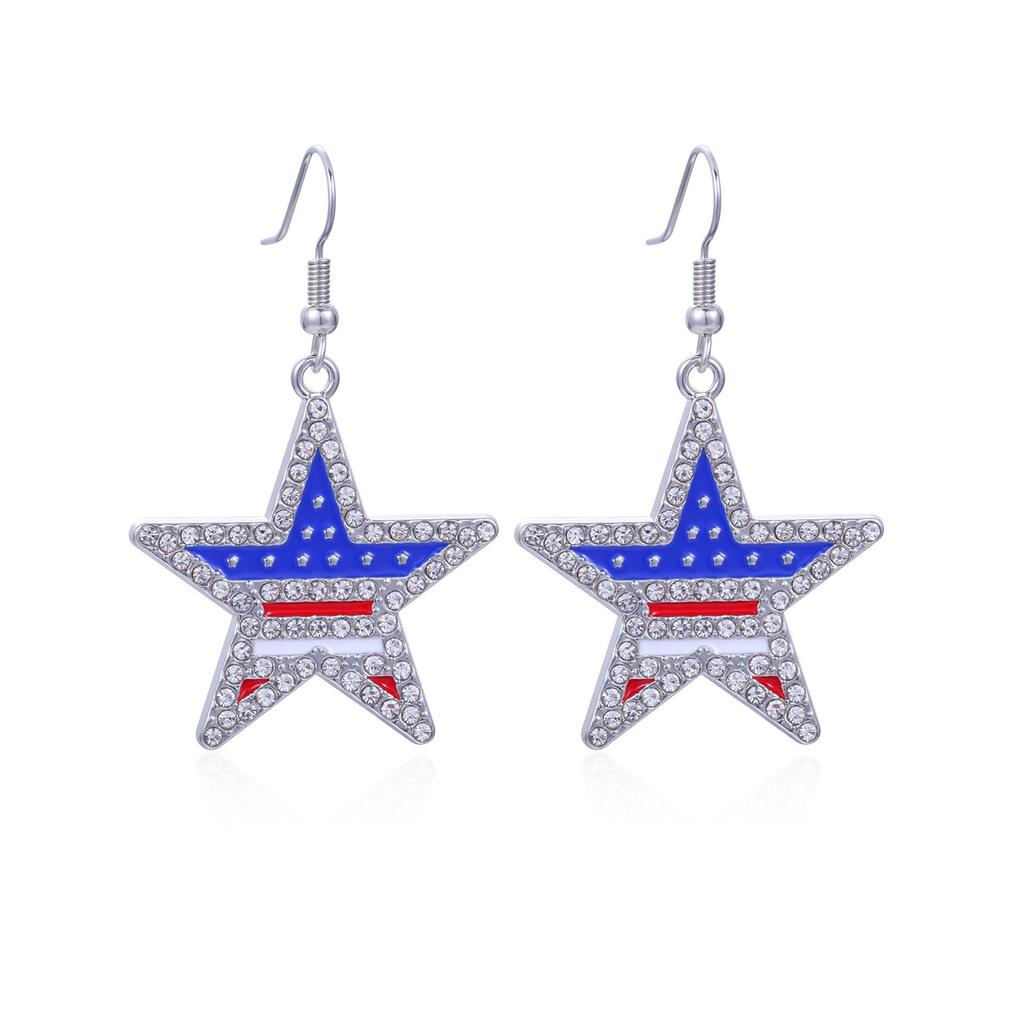 Independence Day Flag Hat, Slippers, Love Earrings, Red, White And Blue Striped Flag Earrings