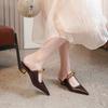 New Female Slippers French Pointy Single Shoes Wearing Baobao Slippers Female Summer Small Heel Women's Shoes