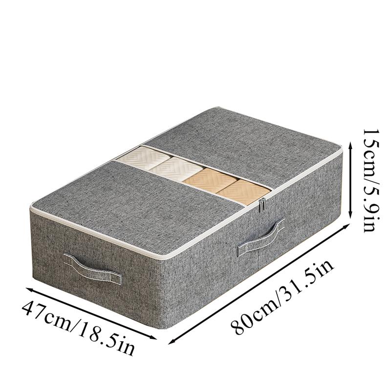 Clothes Under Bed Bedding Storage Bag with Lid Foldable for Bedding Toy Closet Organizer Space Saving Strap Reinforced Handle