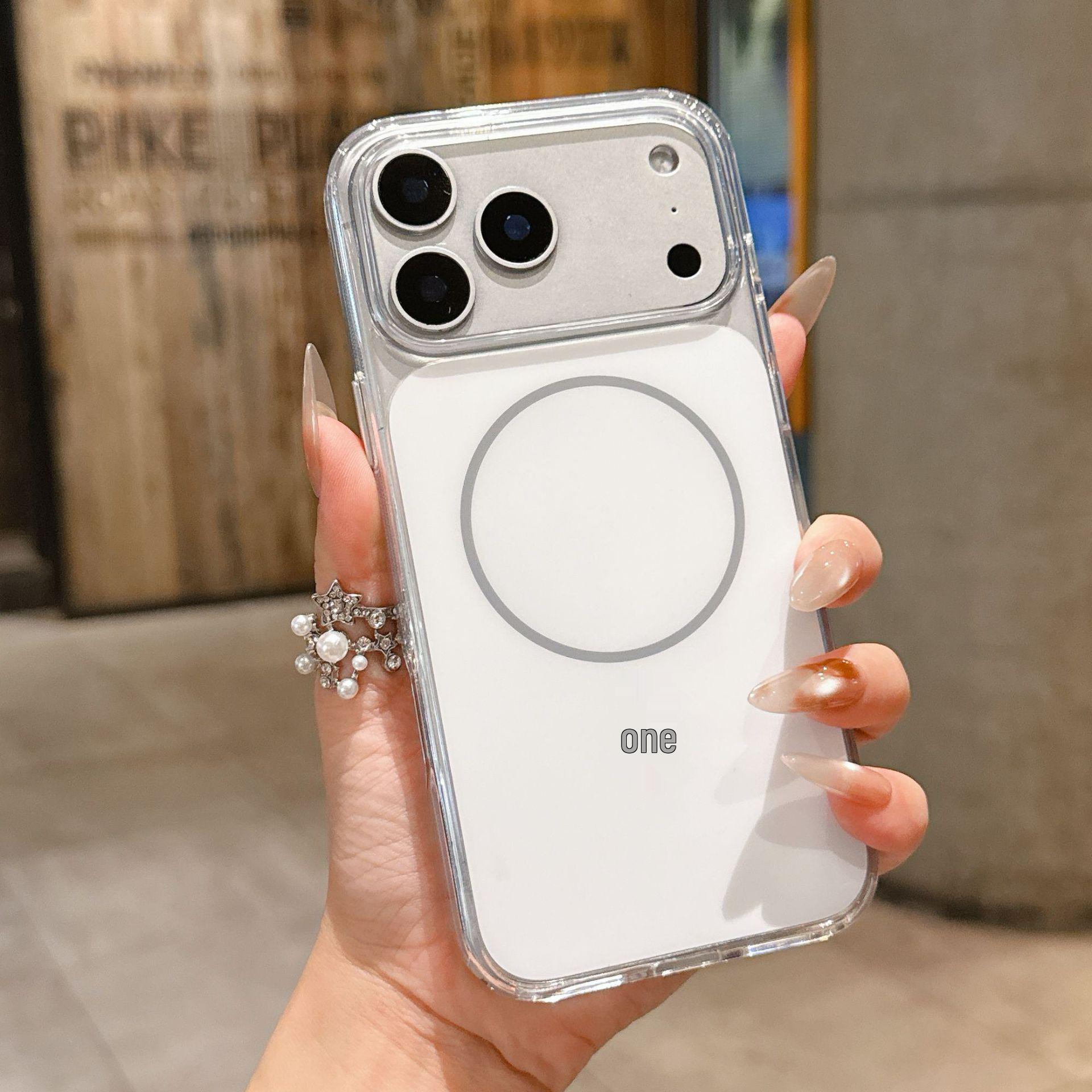 

Защитный чехол с магнитной металлической кнопкой Original Color для iPhone 17 Pro Max - Полное покрытие For iPhone 15 Pro