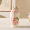 Fruit Strawberry Ceramic Cup with Lid Straw House Mug Festive Cup for Girls' High Value Water Cup Small Gift