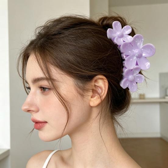 Hair Claw Three-Dimensional Flower Design Large Shark Clip Buns Half-Tied Hair Back Head Hair Claw Commuting Hair Accessories