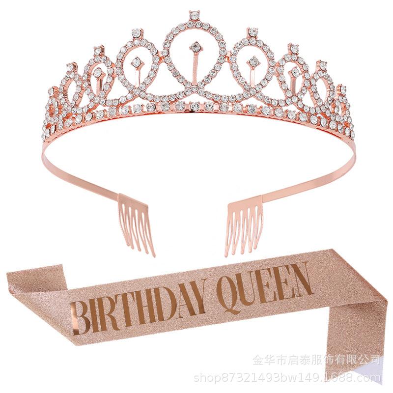 Birthday Sash and Headband Set for Party Photo Props