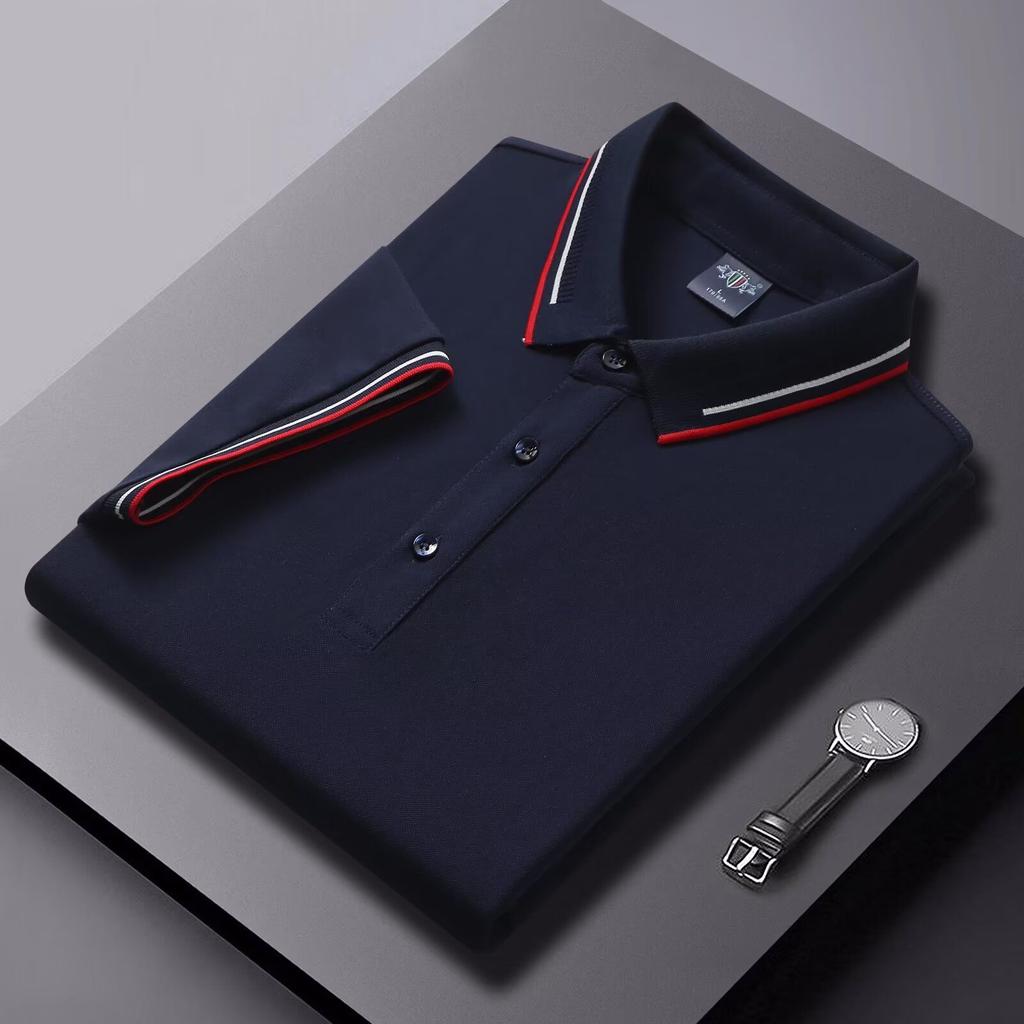 Men's POLO T-shirt Short sleeve shirt 5XL high stretch ice silk summer business casual non-ironing solid color anti-wrinkle