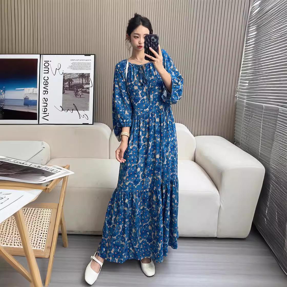 

Plus Size Loose-Fit Drape Dress - Summer Rayon & Cotton Silk Blend 5XL (150-170 jin)