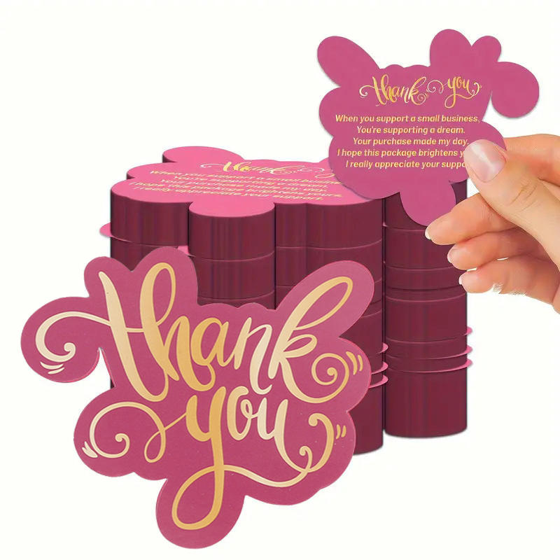 100/50Pcs Unique Thank You Cards Small Business Pink Blue Double-Sided Thank You Cards Unique Package Insert Notes for Gifts