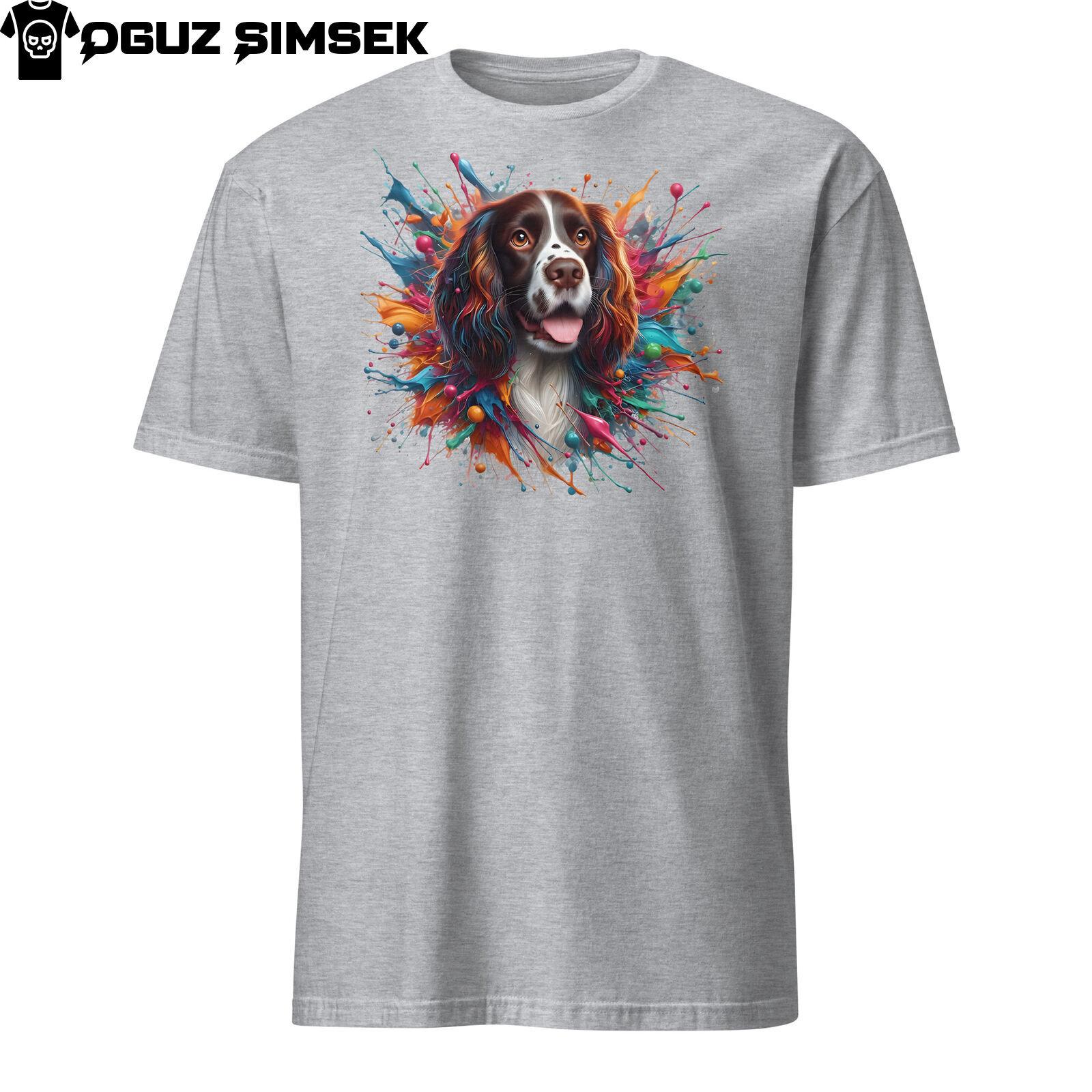Colorful English Springer Spaniel Unisex T-Shirt Mens Womens Tees Top - Vibrant Dog Design! Tee XL