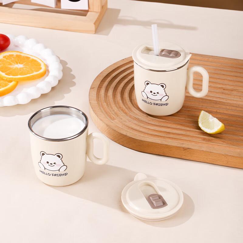 Fuxing 304 Stainless Steel Double-Layer Straw Cup