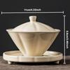 Ru Kiln Gaiwan Bamboo Hat Shaped Ceramic Bowl Chinese Kungfu Tea Set Household Teacup Retro Saucer Tea Tureen Teaware Drinkware
