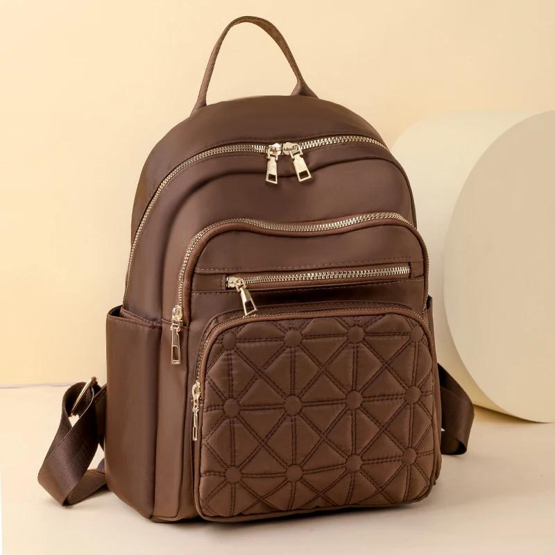 Women's Backpacks Nylon Large Capacity Solid Zipper Fashion Casual Versatile