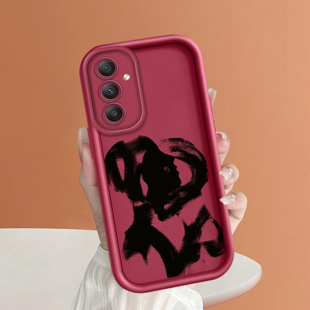 

Мягкий силиконовый квадратный чехол с рисунком лестницы для телефона, полное покрытие, противоударный защитный резиновый чехол для камеры для Samsung Samsung S24 Ultra 5G темно-красного