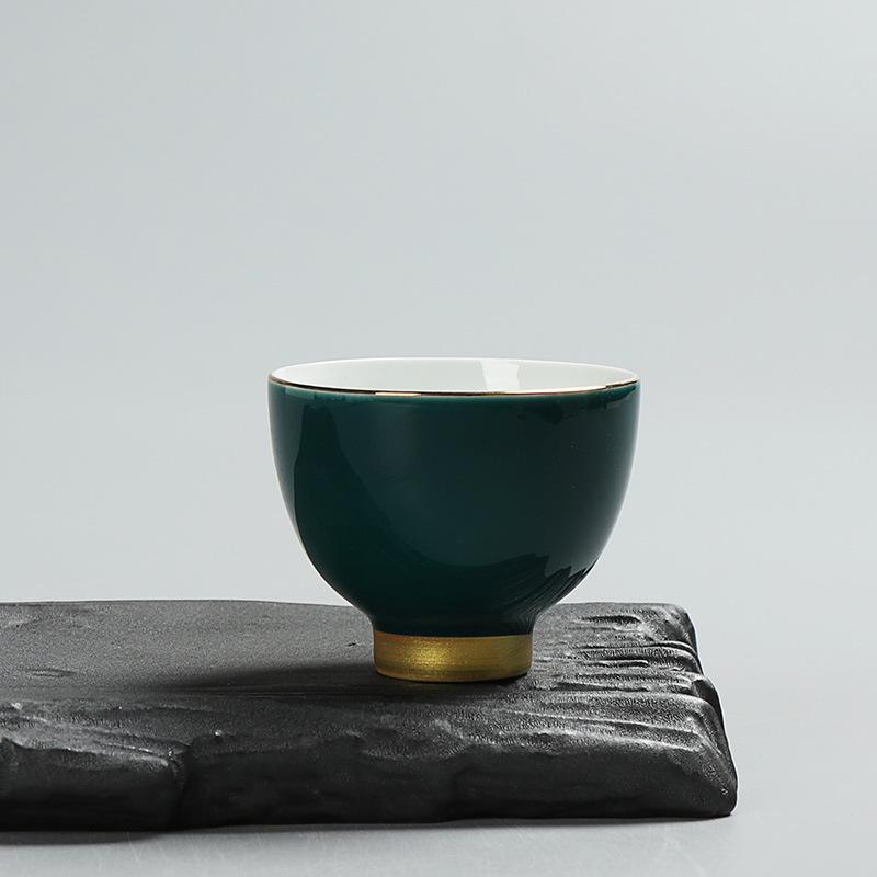 Chinese Teacup of 6 Pieces Set, Jingdezhen Teaware, Ceramic, Small Cute Tea Cups, Household Drinkware, Colorful, with Gold Rim