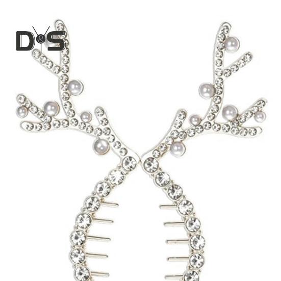 2 stk Jule reinsdyr hårspenne Faux perler Skinnende rhinsteiner Hårklemme Lang duskdesign Hestehale knuteholder Festlige hårtilbehør