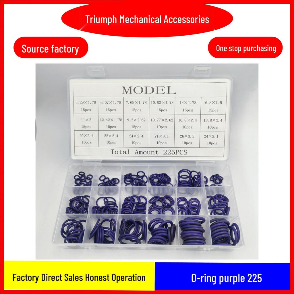 270-Piece Green O-Ring Set & 225-Piece Purple O-Ring Set for Car AC Repair - Waterproof