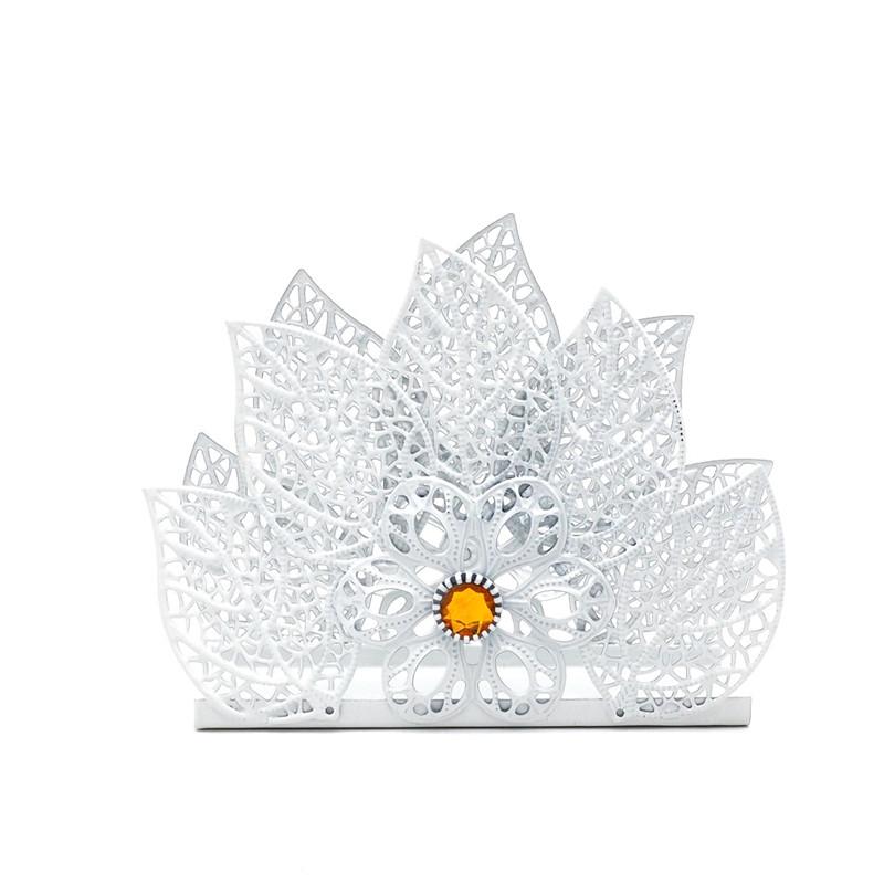 

Металлический держатель для салфеток с полыми цветами, диспенсер для бумаги, вешалка для салфеток, белый домашний декор для обеденного стола