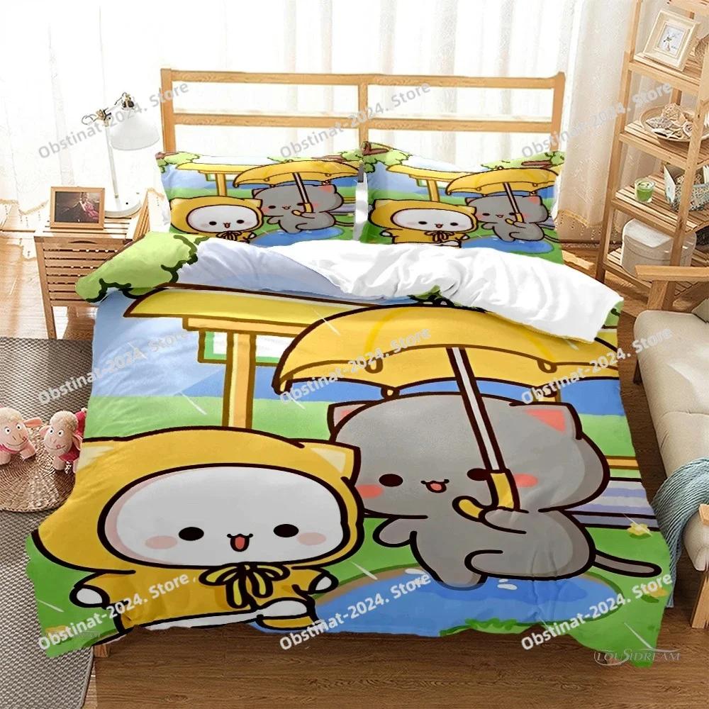 Cute Bubu Dudu Cartoon Bear Panda Bedding Set Duvet Cover Full Queen King Size Pillowcase Bed Printed Bed Set Aldult Kid Bedroom