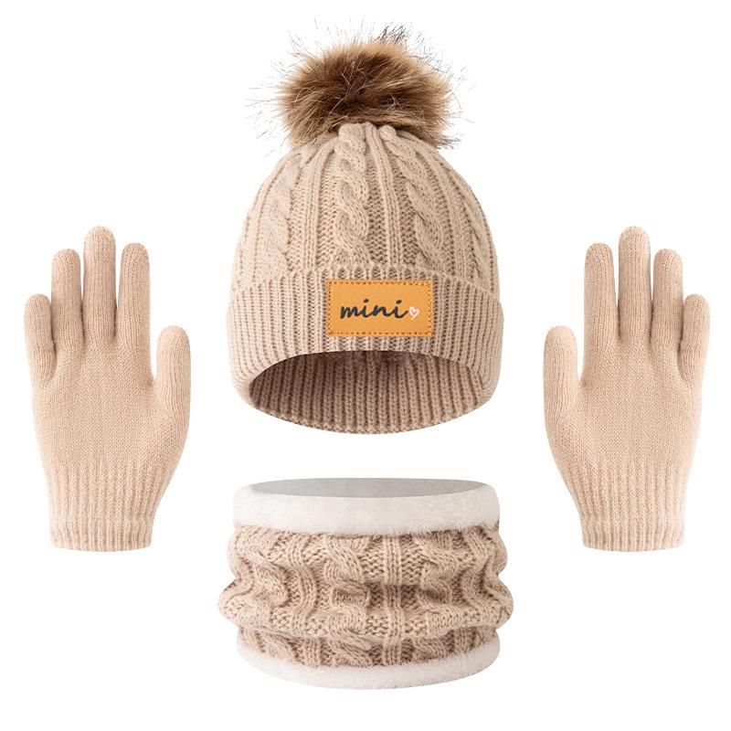 Xiyin Kids' Winter Knit Hat, Scarf & Gloves Set with Velvet Lining