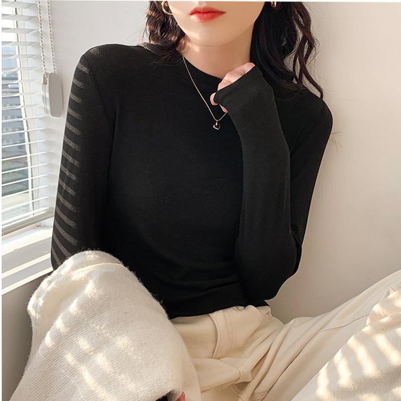 Long Sleeve Female Cold Basic Warm Shirt Spring and Autumn Outer Wear Big Size Bottom Shirt T-shirt Modal Lapel Hundreds of Inner Tops