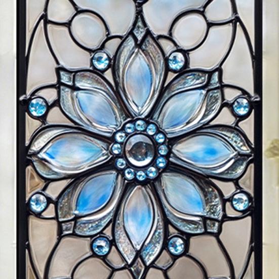 Window Privacy Film Sun Blocking Stained Glass Floral Window Decals Removable Static Clings