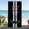 Summer Nautical Anchor Beach Towel Modern Striped Design Oversized Towel Quick Dry Sandproof Absorbent Lightweight Beach Blanket